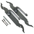 2 poignées de porte sur plaque CELTIQUE, Sans trou pour pièce à vivre, Finition acier aspect fer forgé patiné, Entraxe standard 195 mm