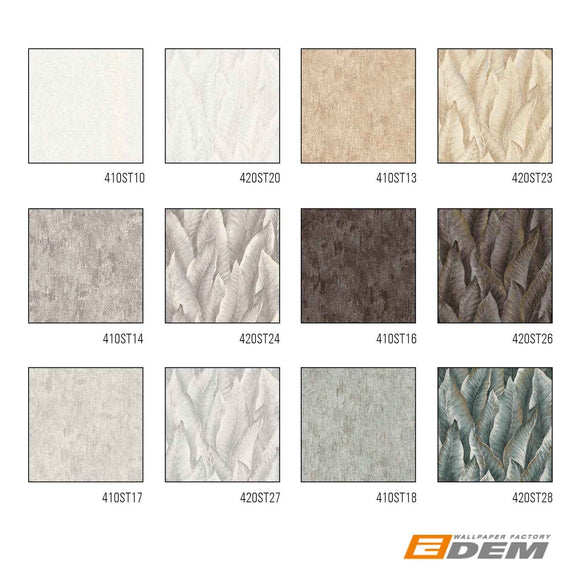 Papier peint texturé EDEM 410ST13 papier peint intissé gaufré à chaud légèrement texturé ton-sur-ton et des accents métalliques beige jaune-sable brun or 10,65 m2