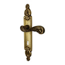 2 poignées de porte sur plaque SULLY, Entrée de clé pour chambre, Finition laiton patiné aspect vieilli, Entraxe standard 195 mm