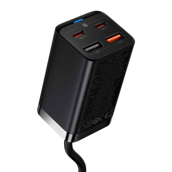 Baseus GaN3 Pro Wall Charger PD / 65W / 2x USB-C / 2x USB + USB-C - USB-C Cable