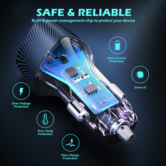 Chargeur de voiture Tellur FCC10 38 W, 6 A (PD20 W + QC3.0) noir