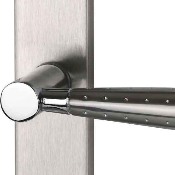 2 poignées de porte sur plaque CASUAL, Trou de cylindre - entrée - bureau, Finition aluminium nickel mat, Entraxe standard 195 mm