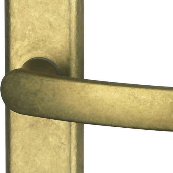 2 poignées de porte sur plaque VINTAGE, Sans trou pour pièce à vivre, Finition laiton brut laqué mat, Entraxe stand 195 mm