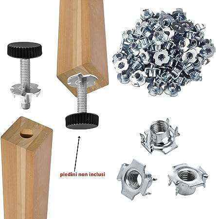 Bussola Ragno Fondello A Pressione Per Ruote o Piedini M 6/8/10 - Kit 20 Pezzi