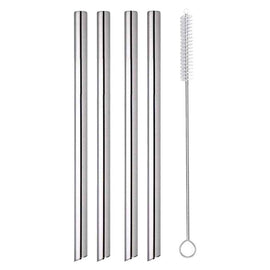 Appetito Stainless Steel Bubble Tea Straws with Brush 4pcs