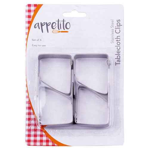 Appetito Stainless Steel Tablecloth Clips (Set of 4)