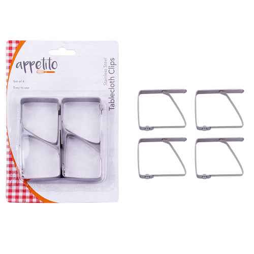 Appetito Stainless Steel Tablecloth Clips (Set of 4)