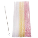 Appetito Reusable Sparkle Party Straws 25cm with Brush 12pcs