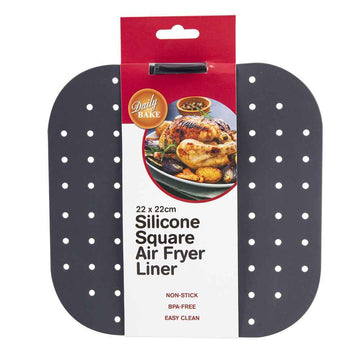 Silicone Square Air Fryer Liner 22x22cm (Charcoal)