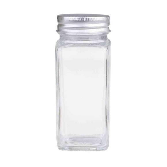 Appetito Square Glass Spice Jar with Metal Lid 115mL