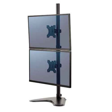 Fellowes Seasa Dual Monitor Arm - Freestanding Monitor Mount for 8KG 27 inch Screens - Ergonomic Adjustable Monitor Arm - Tilt 45° Pan 120° Rotation 360°, VESA 75 x 75/100 x 100 - Black