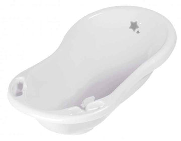Baignoire bébé KEEEPER avec bouchon STARS, blanche, 84 cm, 18426