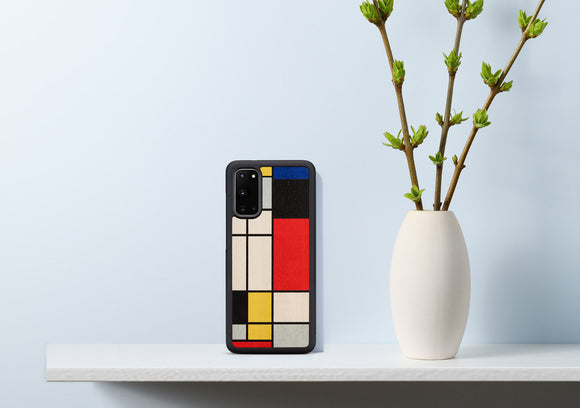 Coque man&wood pour galaxy s20 mondrian wood noire