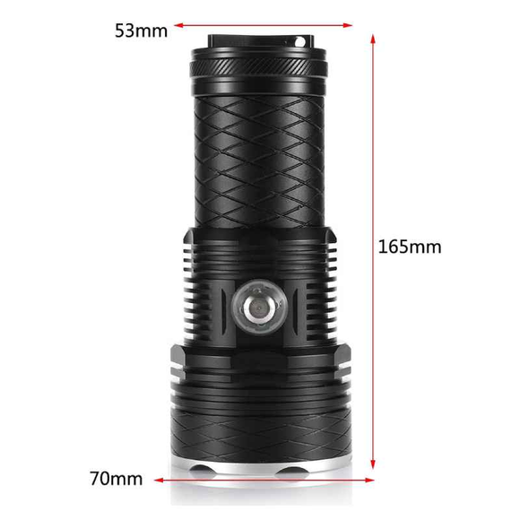 Lampe de plongée tactique 4 LED XHP70, étanche jusqu'à 200 m