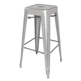 LOT DE 4 TABOURETS HAUTS EN ACIER GALVANISÉ BISTRO GRIS MÉTALISÉ - clicktofournisseur.com