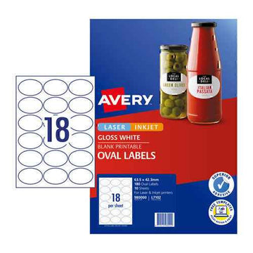 Avery Oval Labls 18Up 10pk