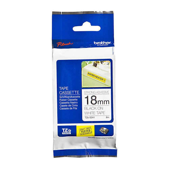 Brother Strong Adhesive Black on White Labelling Tape