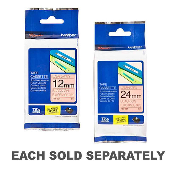 Brother Laminated Black on Orange Labelling Tape