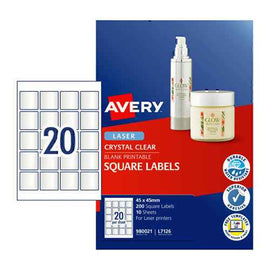 Avery Square Labels 20Up 20pk (Clear)