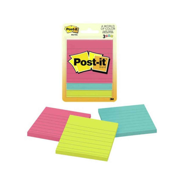 Post-It Cape Town Colors Lined Notes (3x3in)