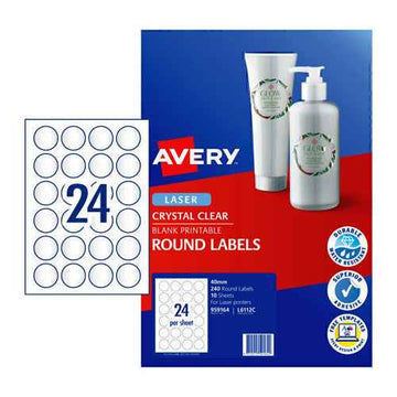 Avery Round Clear Laser Labels 40mm 240pk