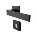 2 poignées de porte sur rosace LOFT, Entrée de clé pour chambre, Finition métal noir mat