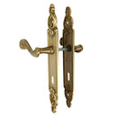 2 poignées de porte sur plaque SULLY, Entrée de clé pour chambre, Finition laiton patiné aspect vieilli, Entraxe standard 195 mm
