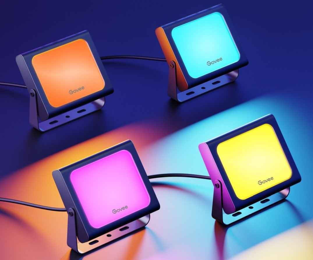 Projecteurs LED Govee H7060 ; RGBICWW, IP65, Bluetooth, Wi-Fi