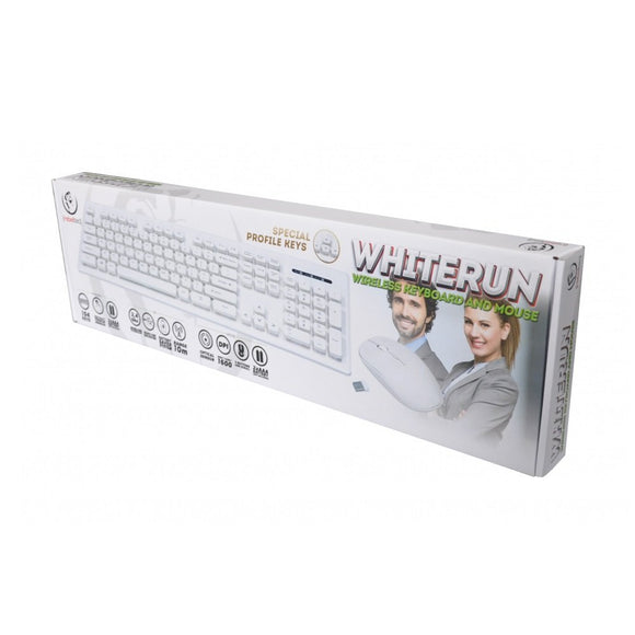 Zestaw bezprzewodowy Whiterun klawiatura+mysz, kolor biały, technologia bezprzewodowa 2,4Ghz