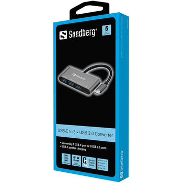 Sandberg 136-03 USB-C to 3xUSB 3.0 Hub + PD - 0