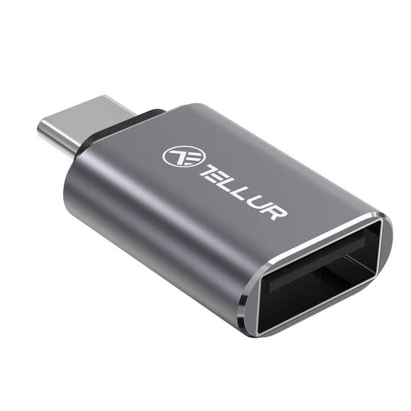 Adaptateur Tellur USB-C vers USB-A M/F 10 Gbit/s, 3 A, alliage d'aluminium