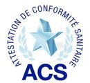 Logo d'attestation de conformité sanitaire ACS avec étoile et lauriers.