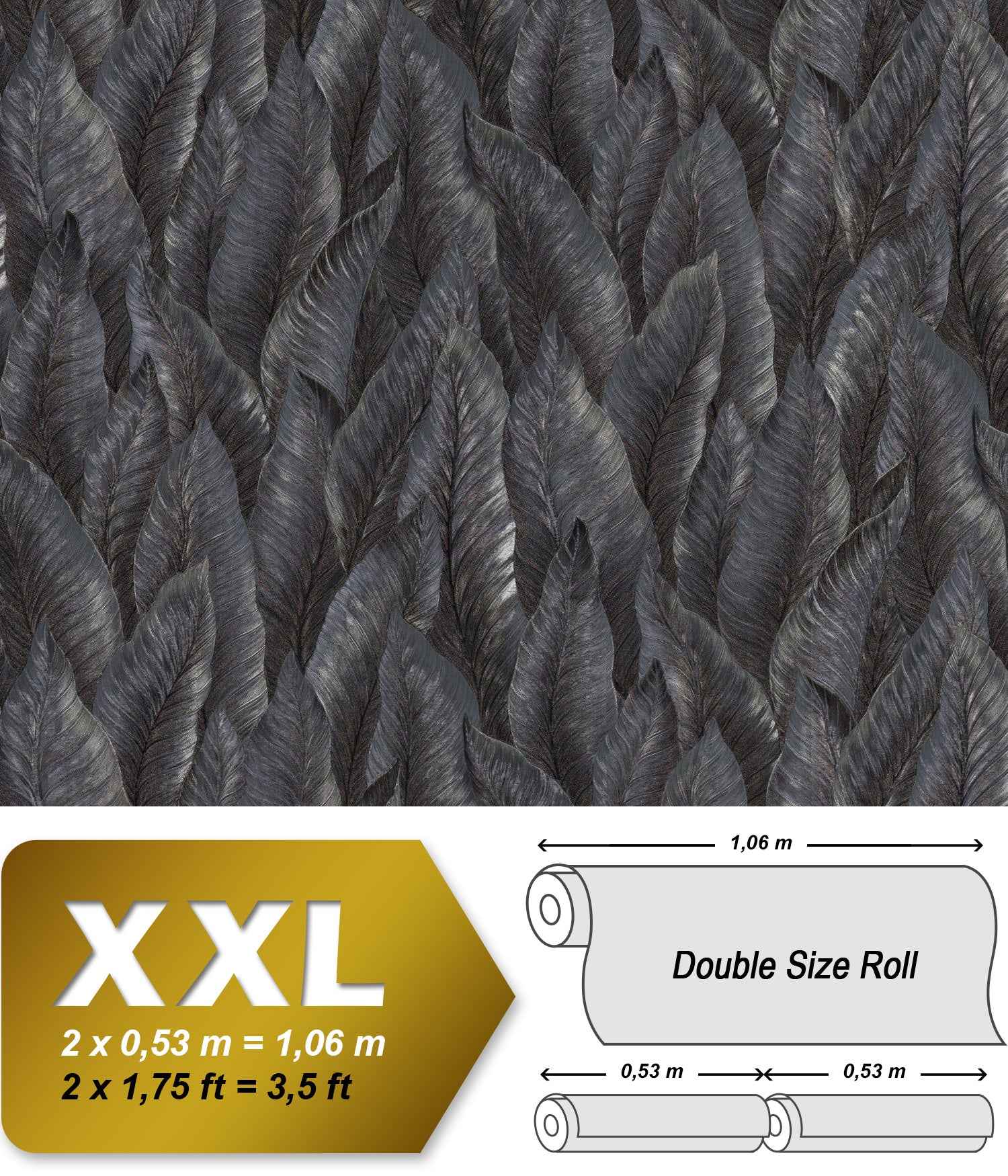 Papier peint gaufré EDEM 420ST29 papier peint intissé gaufré à chaud légèrement texturé avec un dessin nature scintillant anthracite brun argent bronze 10,65 m2