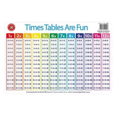 Times Tables are Fun Placemat