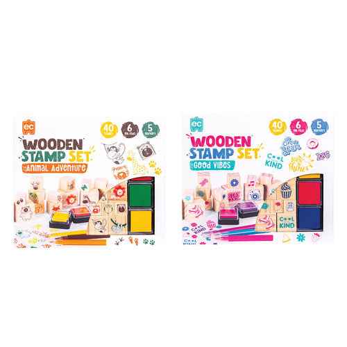 Educational Colours Wooden Stamp Set 51pcs