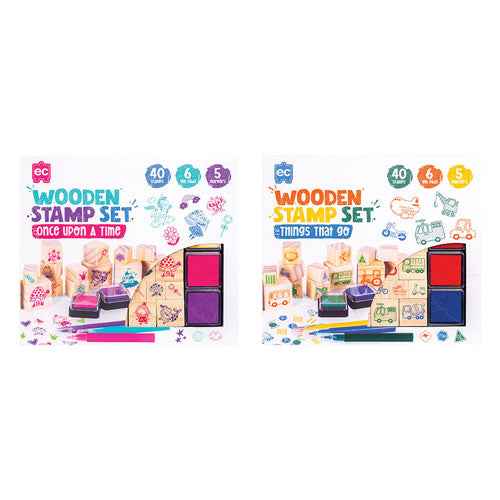 Educational Colours Wooden Stamp Set 51pcs