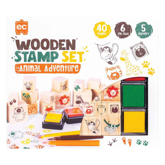 Educational Colours Wooden Stamp Set 51pcs