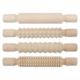Wooden Pattern Rolling Pins 4pcs