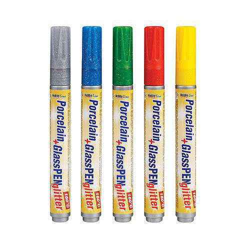 Porcelain and Glass Glitter Markers 5pcs