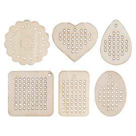 Wooden Threading Shapes Asst 30pk