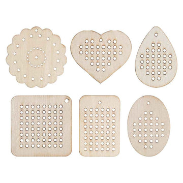 Wooden Threading Shapes Asst 30pk