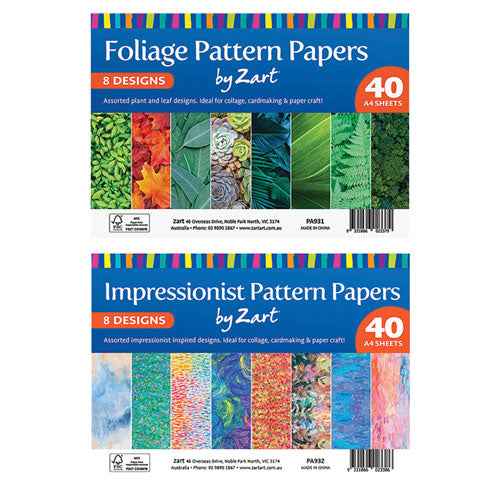 Creative School Supply Pattern Papers A4 40pk