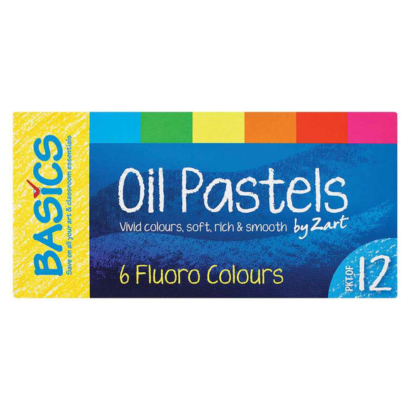 Basics Oil Pastels Fluoro Colours 12pk