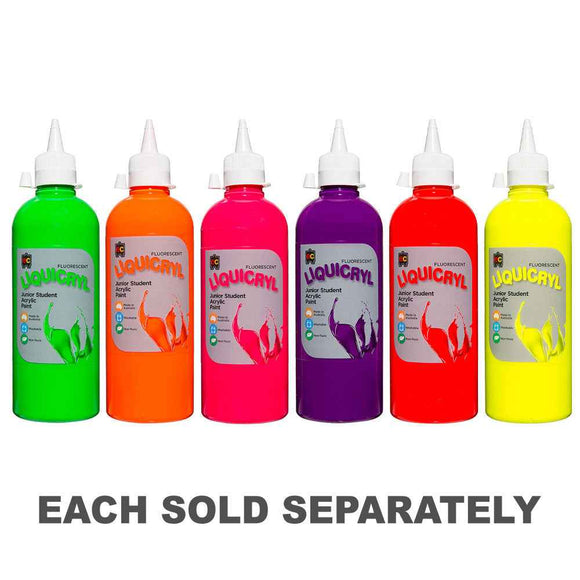 Educational Colours Fluoro Liquicryl Junior Acrylic 500mL