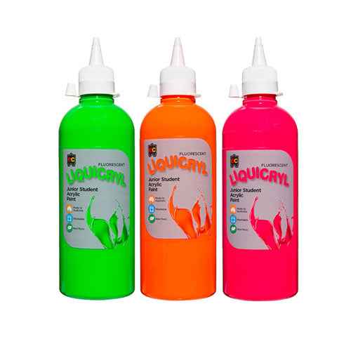 Educational Colours Fluoro Liquicryl Junior Acrylic 500mL