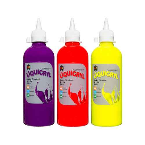 Educational Colours Fluoro Liquicryl Junior Acrylic 500mL