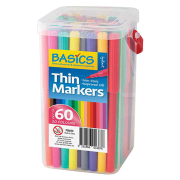 Basics Thin Markers 60pcs