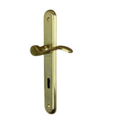 2 poignées de porte sur plaque AGATHE, Entrée de clé pour chambre, Finition laiton poli, Entraxe standard 195 mm