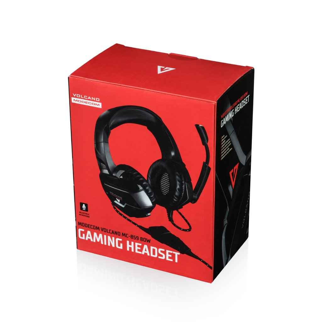 Casque de jeu Modecom Volcano MC-859 Bow avec microphone, câble 3,5 mm et 2,2 m, noir