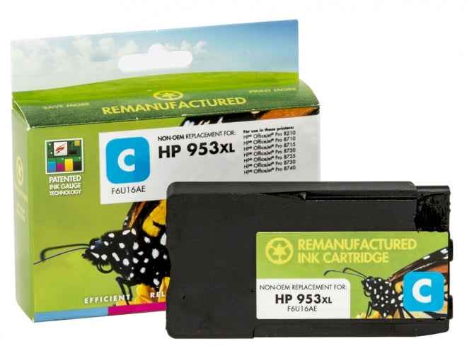 Encre HP Static-Control n° 953 XL cyan (F6U16AE) compatible avec la nouvelle puce